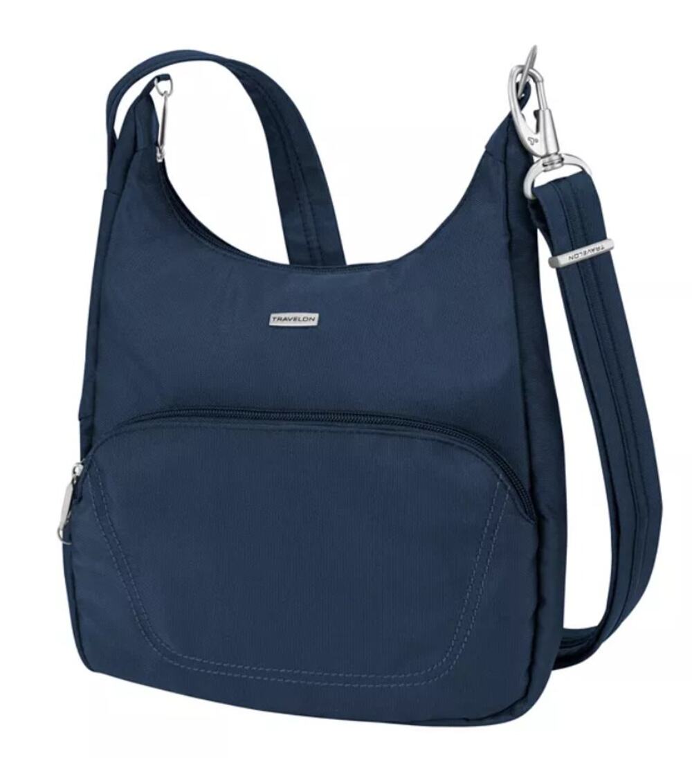Travelon Anti-Theft Classic Essential Messenger Bag Dark Blue Style # 42457 NWT